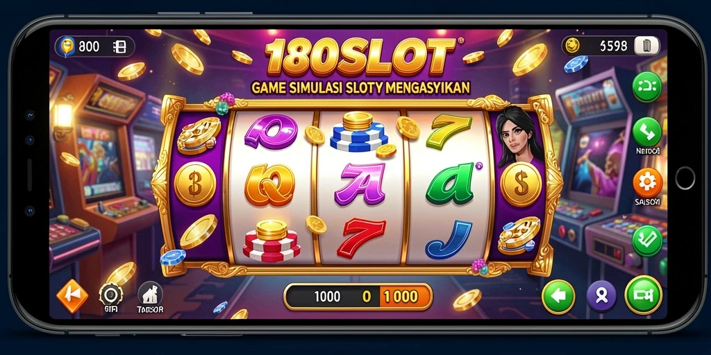 Tampilan gameplay menarik dari 180SLOT dengan mesin slot yang cerah.