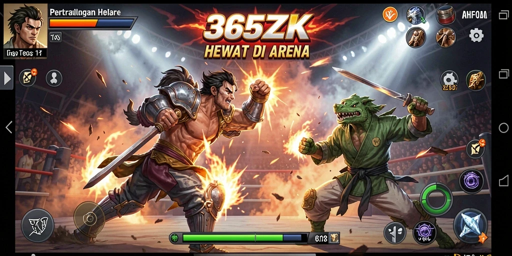 Tampilan dinamis pertarungan dalam game 365ZK yang memukau.