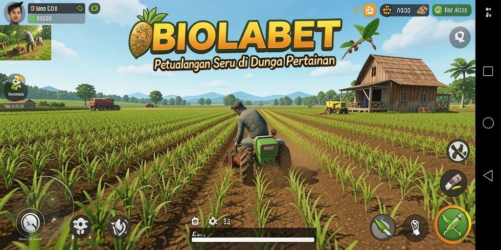 Tampilan gameplay BIOLABET yang menampilkan aktivitas pertanian yang mengasyikan.