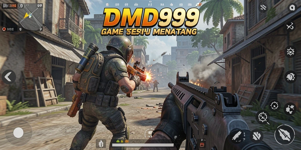 Tampilan gameplay seru DMD999 dalam pertempuran TPS yang intens.