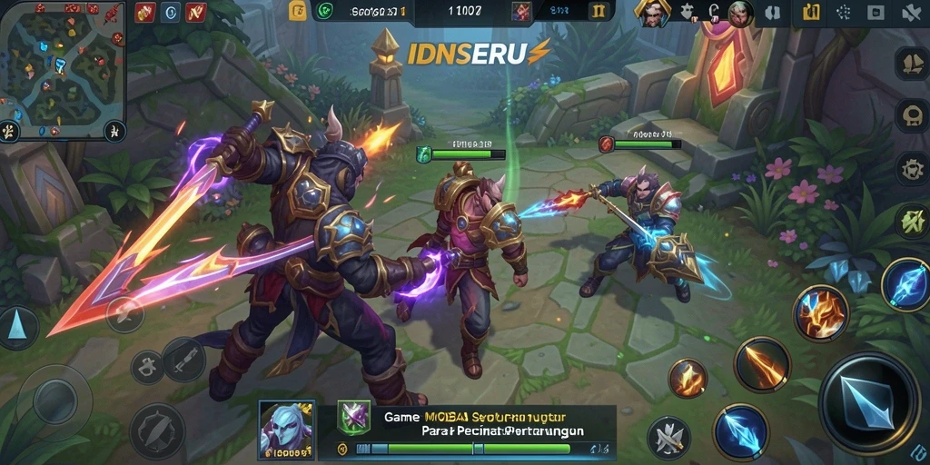 Tampilan gameplay seru IDNSERU dengan karakter bertarung.