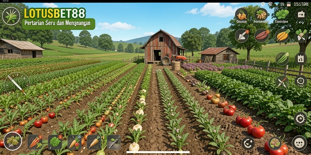 Screenshot LOTUSBET88 menampilkan petani yang merawat ladang dengan penuh perhatian.