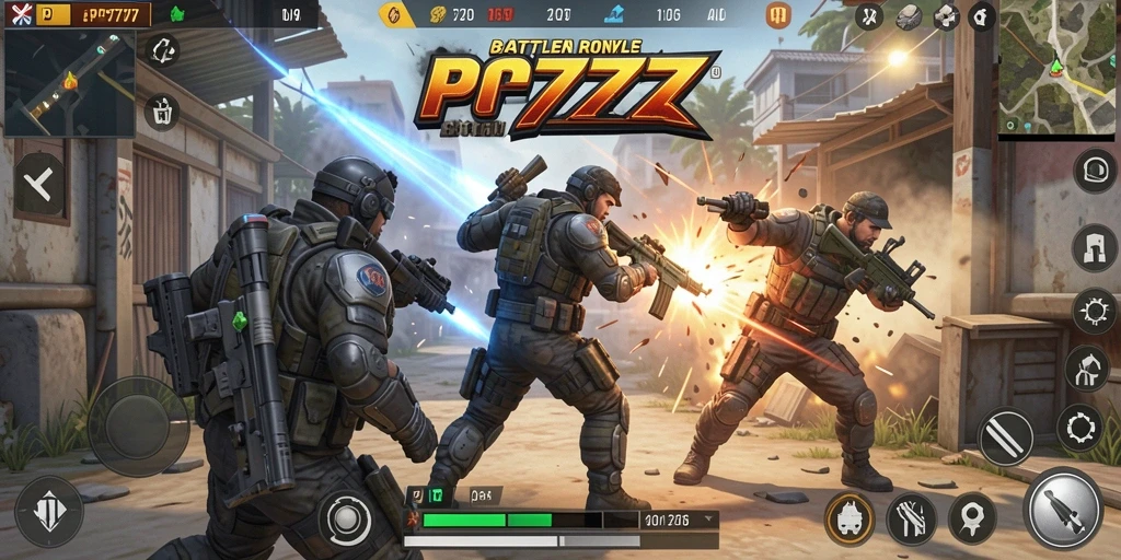 Tangkapan layar aksi seru dalam game Battle Royale PC777.