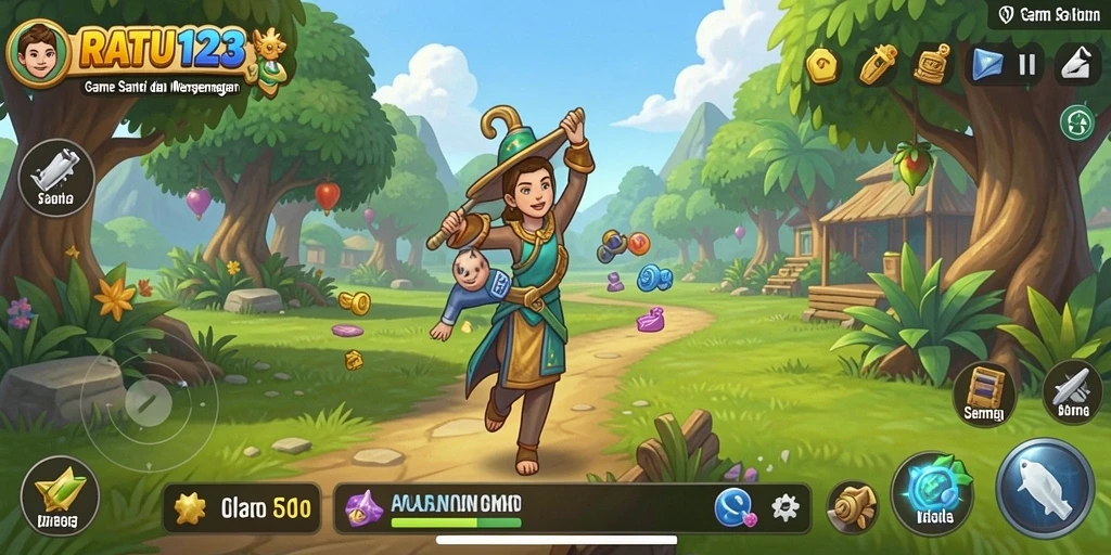 Tampilan gameplay yang cerah dan menyenangkan di RATU123.