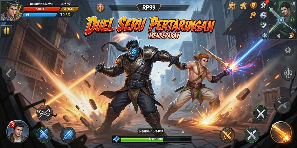 Screenshot gameplay RP99 menampilkan pertarungan mendebarkan dengan grafis luar biasa.