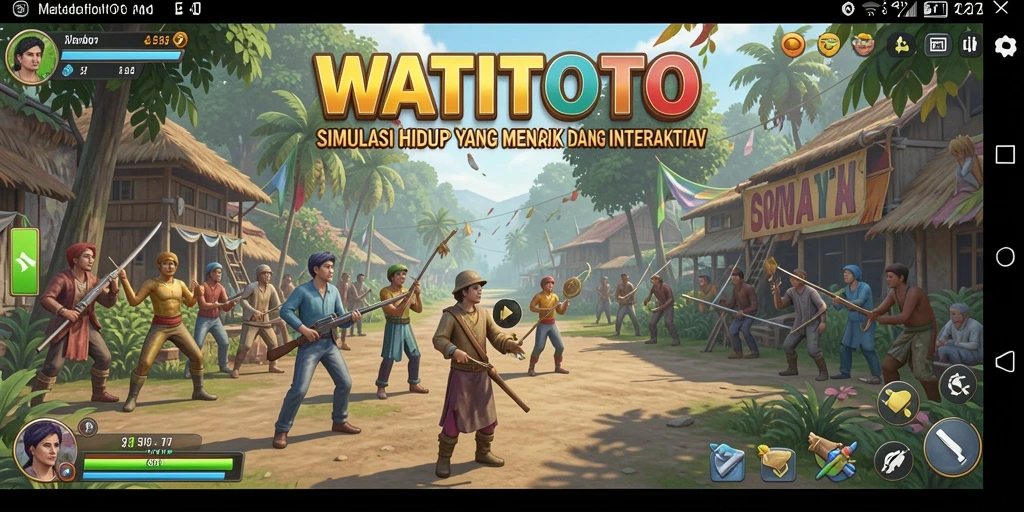 Tangkapan layar gameplay WATITOTO menampilkan karakter dalam aktivitas sehari-hari.